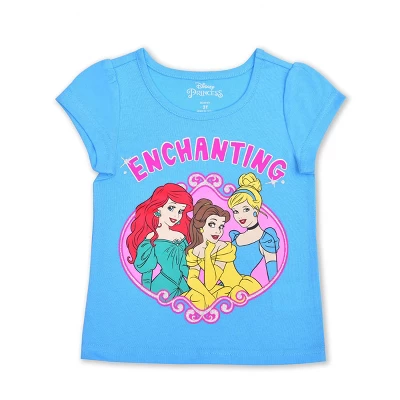 Disney Princess Girl's 3 Pack Enchanting Graphic Tee Shirt, Zip Up Hoodie Jacket And Legging Pant Set For Kids - Image 3