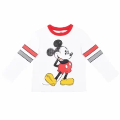 Disney Mickey Mouse Toddler Boys Long Sleeve T-Shirt Fleece Pant Set White/Gray