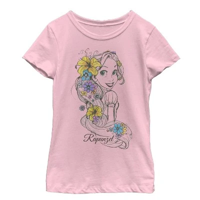 Disney Girl's Tangled Flower Sketch T-Shirt - Image 2