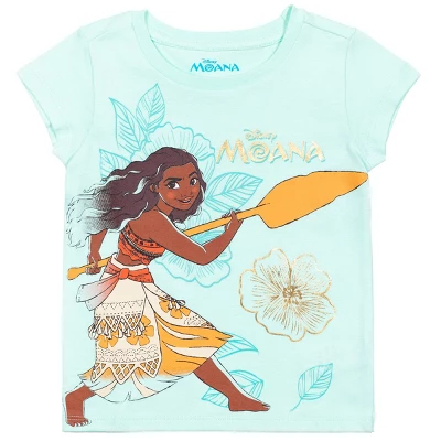 Disney Princess Moana Toddler Girls 3 Pack Graphic T-Shirt Pink/White/Blue - Image 5