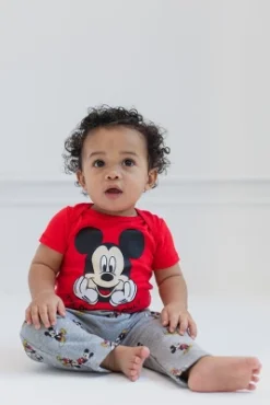 Disney Classics Mickey Mouse Winnie The Pooh Baby Hoodie Bodysuit And Pants 3 Piece Outfit Set Newborn To Infant