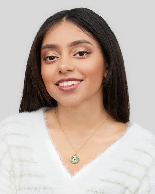 Disney Princess Little Mermaid Crystal Seashell Yellow Gold Plated Pendant Necklace, 18" - Image 2