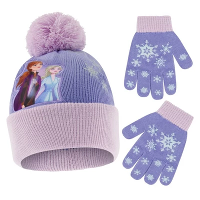 Disney Frozen Elsa And Anna Winter Hat And Kids Gloves Set, Little Girls Ages 4-7 - Image 4