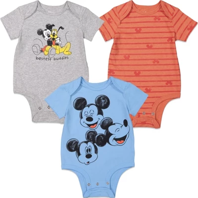 Disney Mickey Mouse 3 Pack Short Sleeve Bodysuits - Image 8