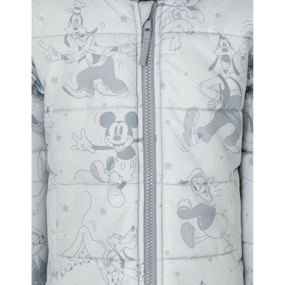 Disney Mickey Mouse Goofy Donald Duck Pluto Zip Up Puffer Jacket Toddler - Image 2