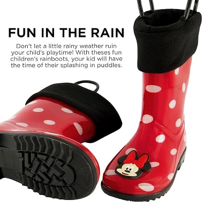 Disney Minnie Mouse Girl's Rain Boots With Soft Removable Liner, Toddler ( 1-4 Years)