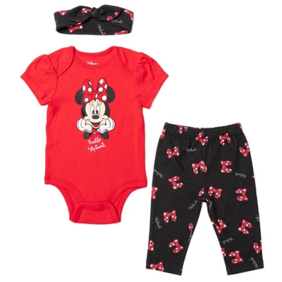 Disney Minnie Mouse Mickey Mouse Marie Baby Girls Bodysuit Pants And Headband 3 Piece Outfit Set Newborn To Infant - Image 8