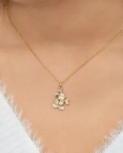 Disney Mickey Mouse 14kt Yellow Gold Classic Mickey Pendant Necklace, 15"