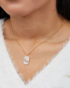 Disney Princess Cinderella Yellow Gold Plated Sterling Silver Cubic Zirconia Slipper Pendant Necklace, Officially Licensed