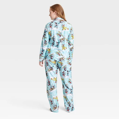 Women's Disney 100 2pc Coat Pajama Set - Blue
