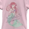 Disney Girl's The Little Mermaid Ariel Watercolor Signature T-Shirt
