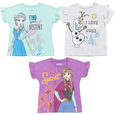 Disney Frozen Princess Anna Elsa Girls 3 Pack T-Shirts Little Kid To Big Kid - Image 9