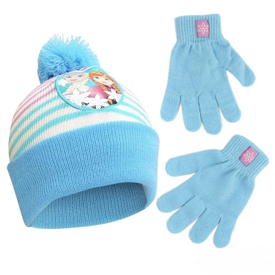 Disney Frozen Elsa And Anna Winter Hat And Kids Gloves Set, Little Girls Ages 4-7 - Image 2
