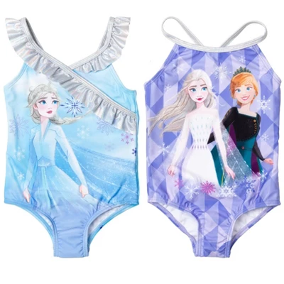Disney Princess Anna Elsa Frozen Girls 2 Pack One Piece Bathing Suits Little Kid To Big Kid - Image 8