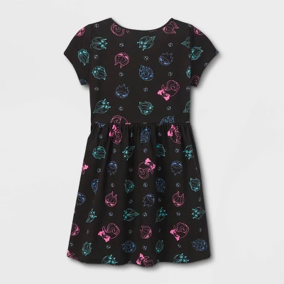 Girls' Disney Villain Short Sleeve Dress - Black