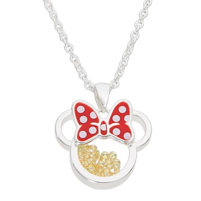 Disney Minnie Mouse Womens Silver Plated Birthstone Shaker Necklace, 18+2" - Image 14