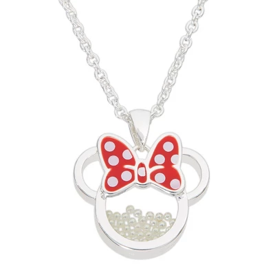 Disney Minnie Mouse Womens Silver Plated Birthstone Shaker Necklace, 18+2" - Image 4