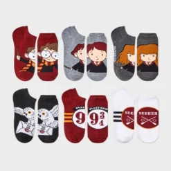 Disney Women's Harry Potter Surprise Crackers 6pk Low Cut Socks - Assorted Colors 4-10
