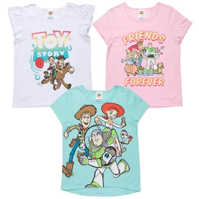 Disney Pixar Toy Story Forky Buzz Lightyear Woody Girls 3 Pack Graphic T-Shirts Little Kid To Big Kid - Image 7