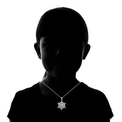 Disney Frozen Silver Plated Blue Crystal Snowflake Pendant Necklace, 18" - Image 2