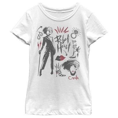 Disney Girl's Cruella Fashion Drawings T-Shirt - Image 4