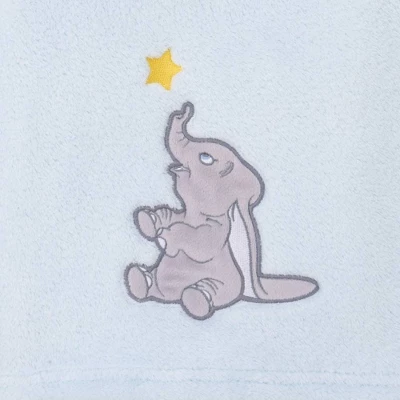 Disney Dumbo Shine Bright Little Star Super Soft Baby Blanket With Applique - Aqua/Gray/Yellow - Image 3