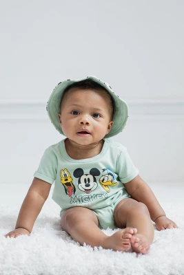 Disney Mickey Mouse Goofy Donald Duck Pluto Baby Romper And Hat Newborn To Infant - Image 4