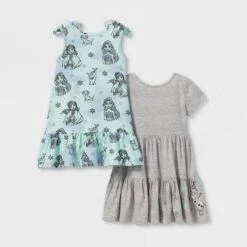 Disney Toddler Girls' 2pk Frozen Tie-Dye Dress - Gray