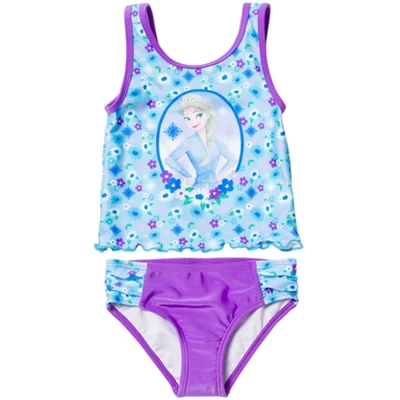 Disney Princess Anna Elsa Girls Tankini Top And Bikini Bottom Swim Set Toddler To Little Kid - Image 10