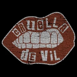 Disney Men's Cruella Distressed Red Lips Logo T-Shirt - Black - 2X Big Tall