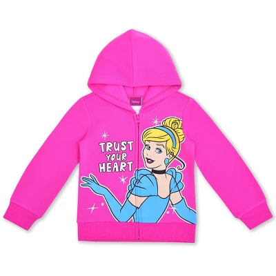 Disney Princess Girl's 3 Pack Enchanting Graphic Tee Shirt, Zip Up Hoodie Jacket And Legging Pant Set For Kids