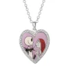 Disney The Nightmare Before Christmas Womens Jack And Sally Heart Pendant Necklace, 18''
