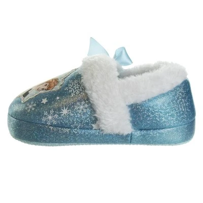 Disney Frozen Girl Slippers - Elsa And Anna Plush Lightweight Warm Comfort Soft Aline House Shoes - Blue Ribbon (sizes 5-12 Toddler-Little Kid) - Image 4