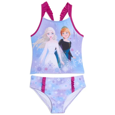 Disney Princess Anna Elsa Girls Tankini Top And Bikini Bottom Swim Set Toddler To Little Kid - Image 8