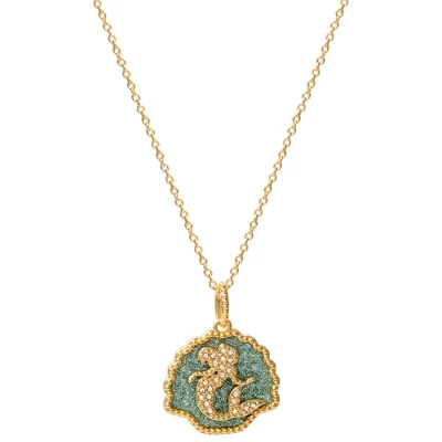 Disney Princess Little Mermaid Crystal Seashell Yellow Gold Plated Pendant Necklace, 18" - Image 3