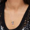 Disney Mickey Mouse Women Silver-Plated Enamel Classic Mickey Mouse Pose Pendant Necklace, 18''