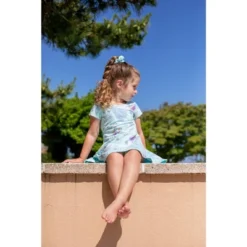 Disney Frozen Elsa Anna Olaf Short Sleeve Dress Scrunchy Set Blue