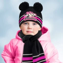 Disney Minnie Mouse Winter Beanie Hat, Scarf & Mittens/Gloves Set, Girls Age 2-7