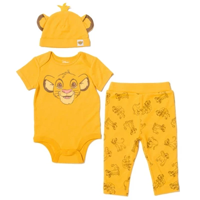 Disney Classics Winnie The Pooh Lion King Bambi Baby Bodysuit Pants And Hat 3 Piece Outfit Set Newborn To Infant - Image 11