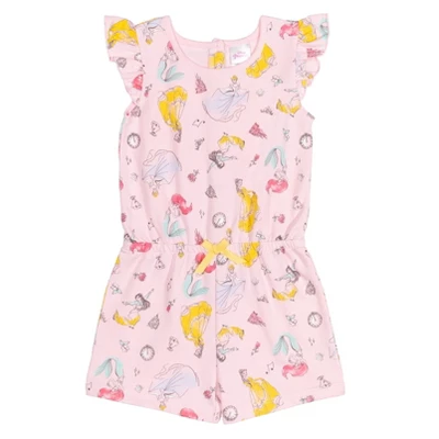 Disney Princess Mulan Belle Ariel Cinderella Sleeveless Romper Pink - Image 7