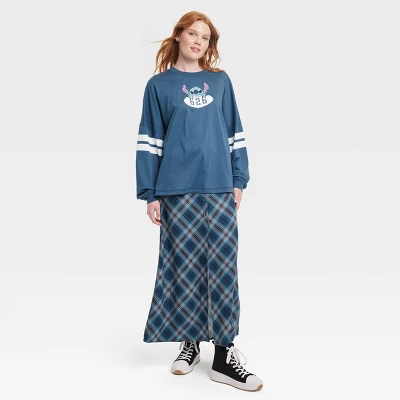 Disney Women's Stitch Collegiate Long Sleeve Jersey Graphic T-Shirt - Blue - Image 2