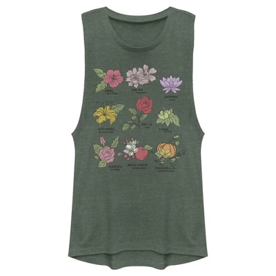Junior's Disney Princess Floral Chart Festival Muscle Tee - Image 3