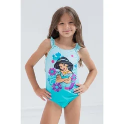 Disney Princess Cinderella Belle Tiana Jasmine Girls One Piece Bathing Suit Toddler To Little Kid