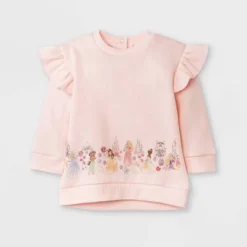 Baby Girls' 3pc Disney Princess Fleece Pullover And Tutu Leggings Set - Light Pink