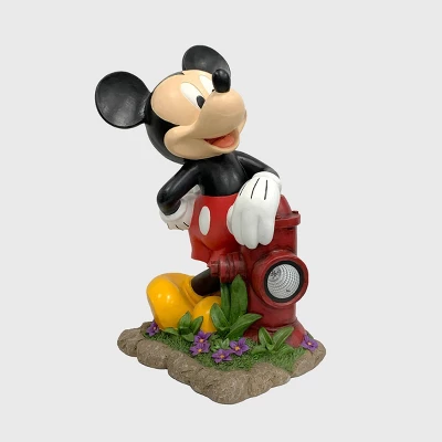 Disney 22" Mickey Mouse With A Fire Hydrant Solar Resin/Stone Statue - Image 3