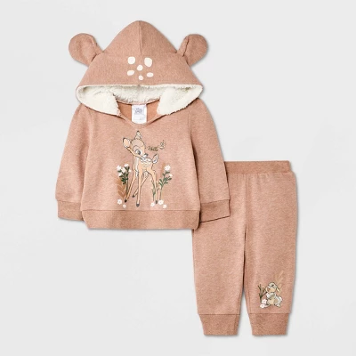 Baby Girls' 2pc Disney Bambi Top And Bottom Set - Light Brown - Image 5