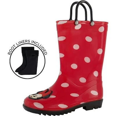 Disney Minnie Mouse Girl's Rain Boots With Soft Removable Liner, Toddler ( 1-4 Years) - Image 4
