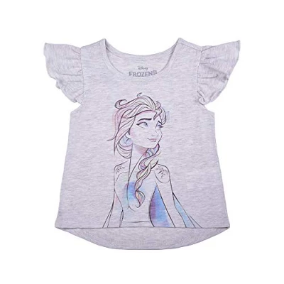 Disney Girl's 3-Pack Ruffle Sleeve Tee, Sleeveless Peplum Shirt And Casual Short Set For Toddler - Image 2