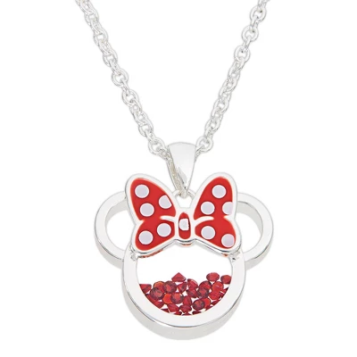 Disney Minnie Mouse Womens Silver Plated Birthstone Shaker Necklace, 18+2" - Image 5