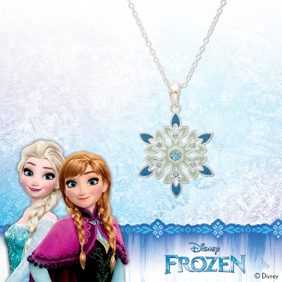 Disney Frozen Silver Plated Blue Crystal Snowflake Pendant Necklace, 18" - Image 3